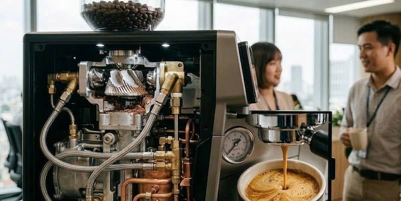 máy pha cà phê văn phòng tự xay hạt 2