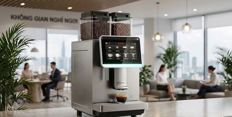 máy pha cafe tự động có khay chứa hạt đôi (dual bean hopper) 1