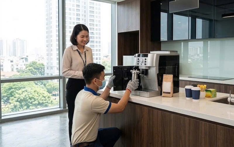 bảo trì hệ thống lọc nước máy pha cà phê định kỳ