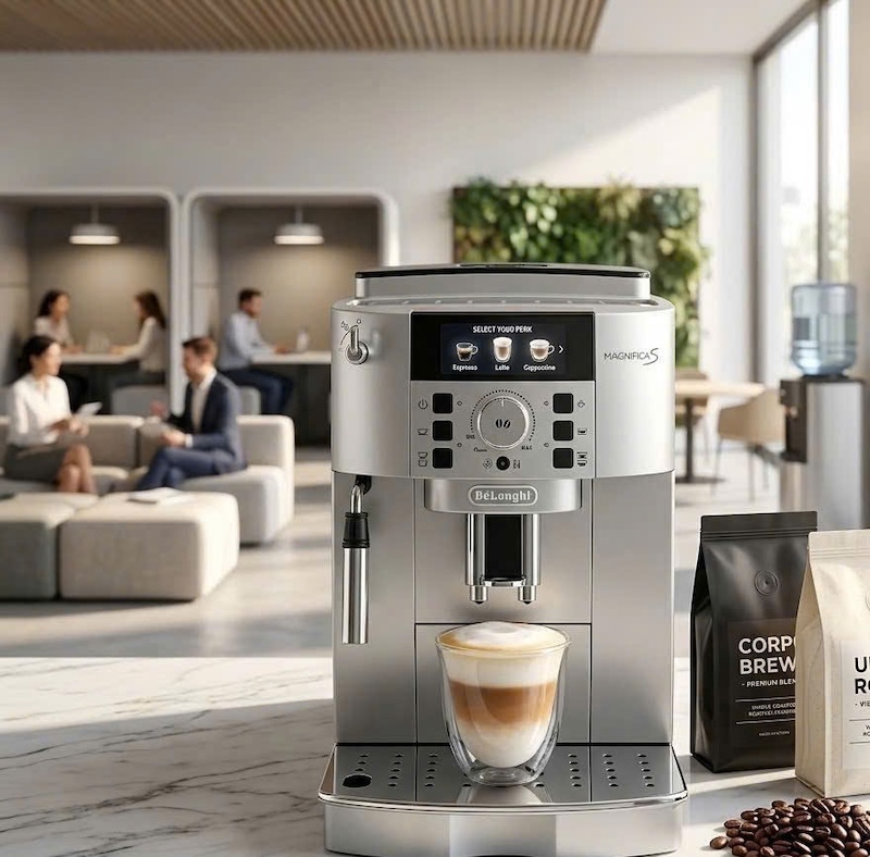 combo máy pha cafe tự động và hạt cho pantry công ty 1