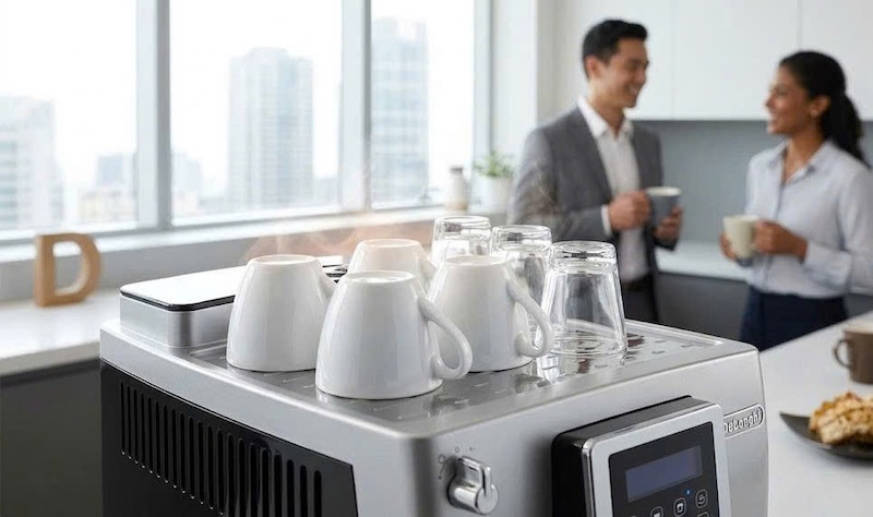 máy pha cà phê tự động có khay giữ ấm cốc 1