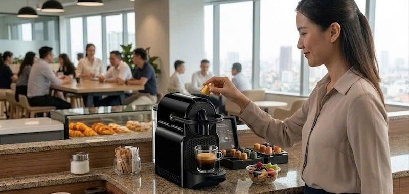 máy pha cà phê viên nén tự động cho văn phòng