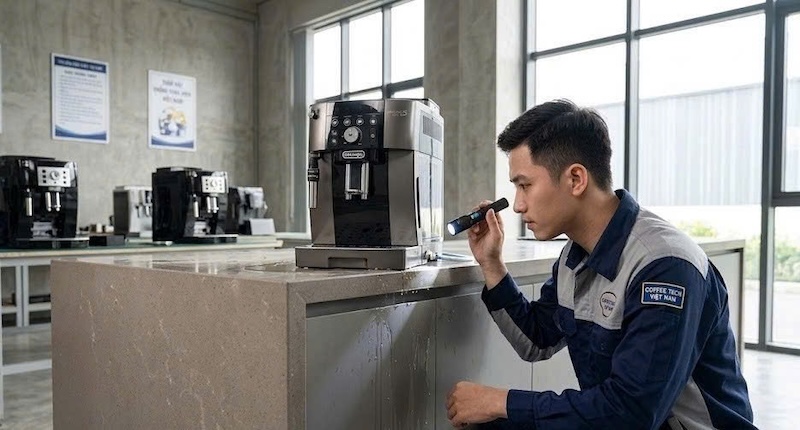 máy pha cafe bị chảy nước ở gầm máy