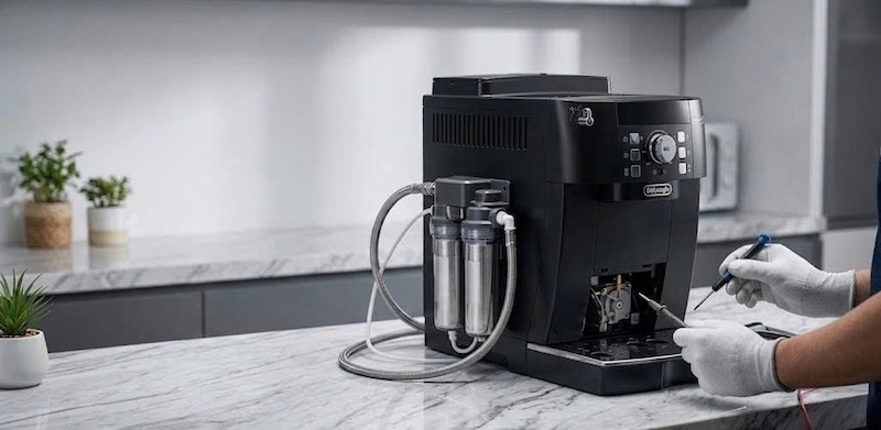 máy pha cafe bị nghẹt đường ống cấp nước lạnh 2
