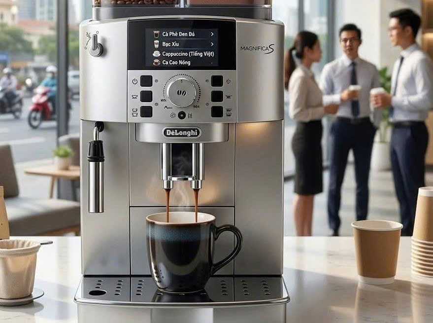 máy pha cafe tự động hạt và bột ca cao 1