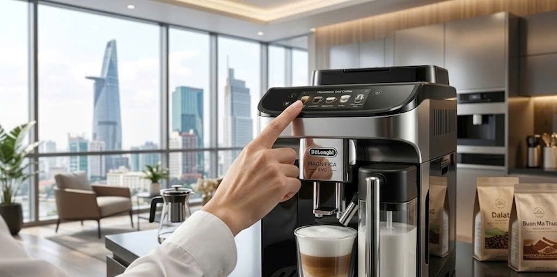 máy pha cafe tự động màn hình cảm ứng