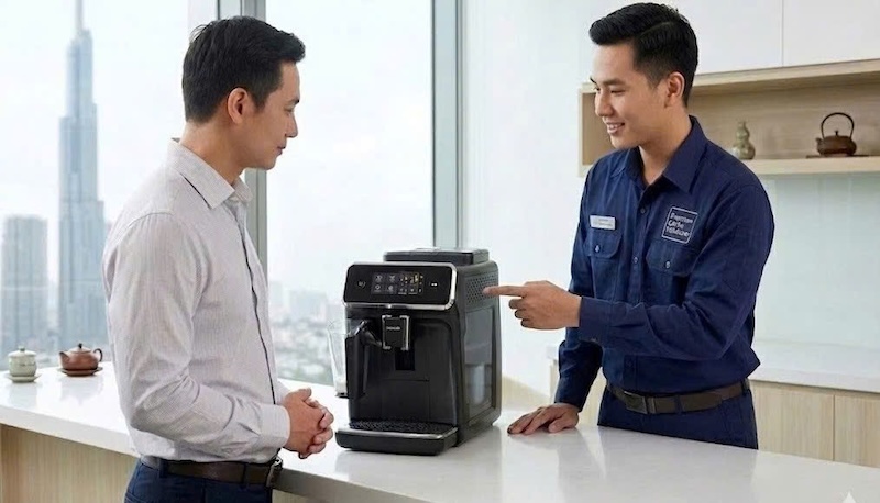 máy pha cafe văn phòng tự rửa không cần vệ sinh 3