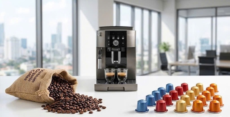 nên mua máy pha cà phê tự động hay máy viên nén 3