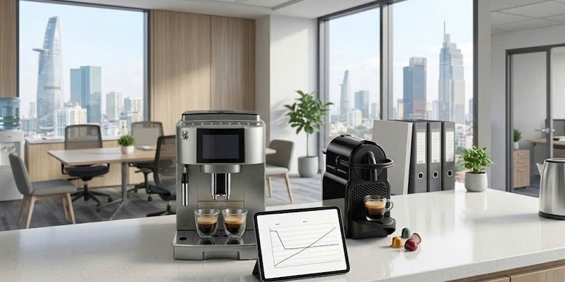 nên mua máy pha cà phê tự động hay máy viên nén