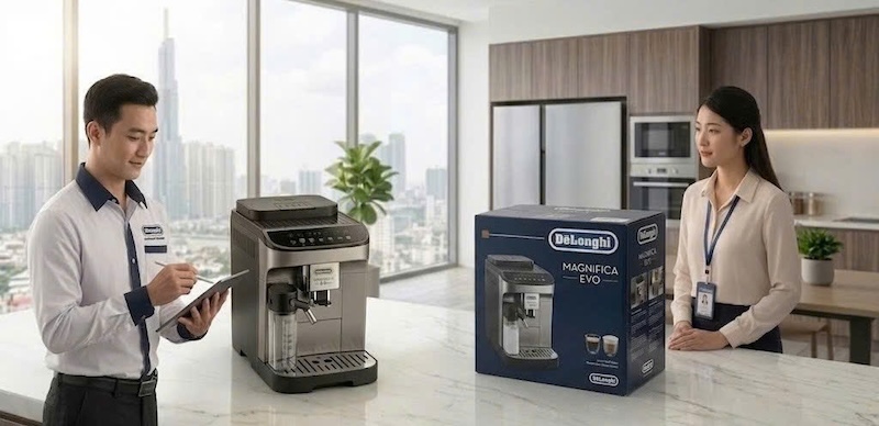 phân biệt máy pha cà phê delonghi chính hãng và hàng nhái 3