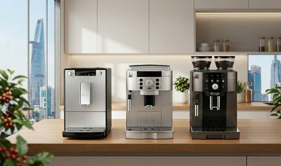 review bảng giá các dòng máy pha cafe tự động 3