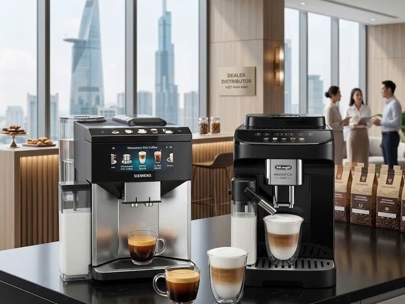 so sánh máy pha cafe siemens và delonghi 2