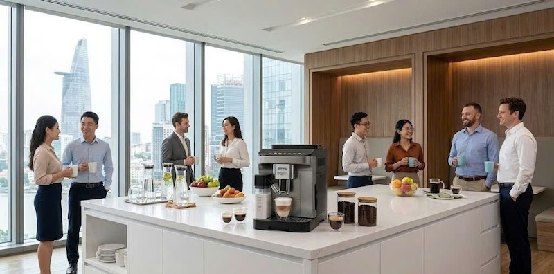 tư vấn lắp đặt máy pha cafe tự động tận nơi cho công ty 1