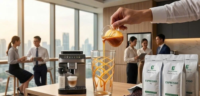 Bí quyết pha cafe đá xay caramel macchiato chuẩn vị quán
