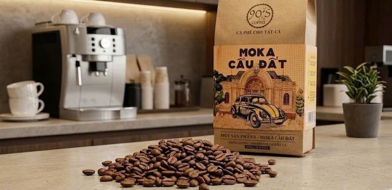 cà phê hạt moka cầu đất nguyên chất