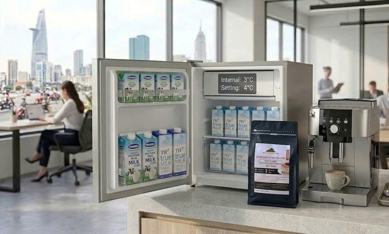 cách bảo quản sữa tươi trong tỷ lạnh pantry văn phòng 2