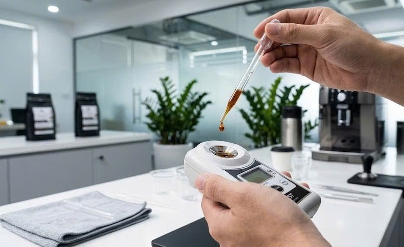 cách đo nồng độ chiết xuất cà phê bằng khúc xạ kế 1
