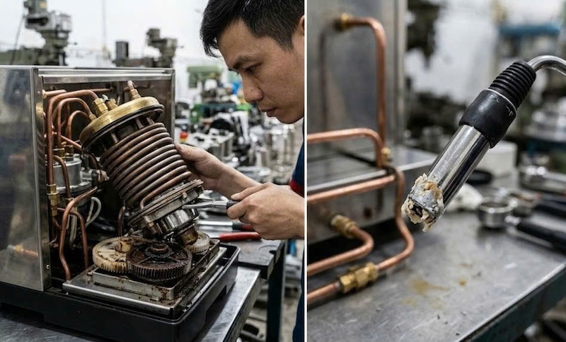 cách khắc phục cối ép máy pha tự động bị kẹt và lỗi không hút sữa 3