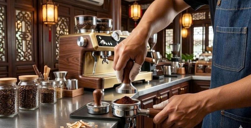 cách làm cà phê cốt dừa bằng máy pha 1