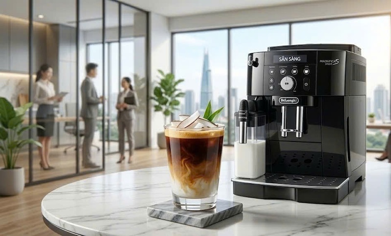 cách mix espresso tự động với nước dừa 1