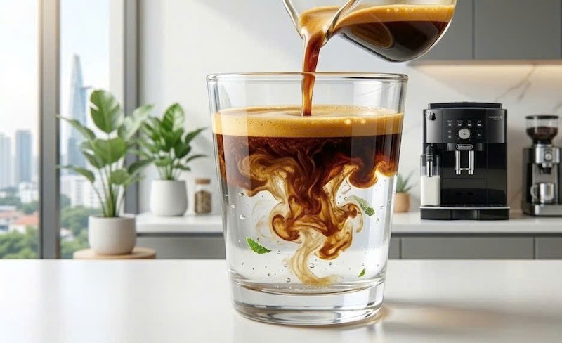 cách mix espresso tự động với nước dừa 2