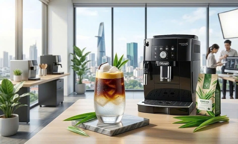 cách mix espresso tự động với nước dừa 3