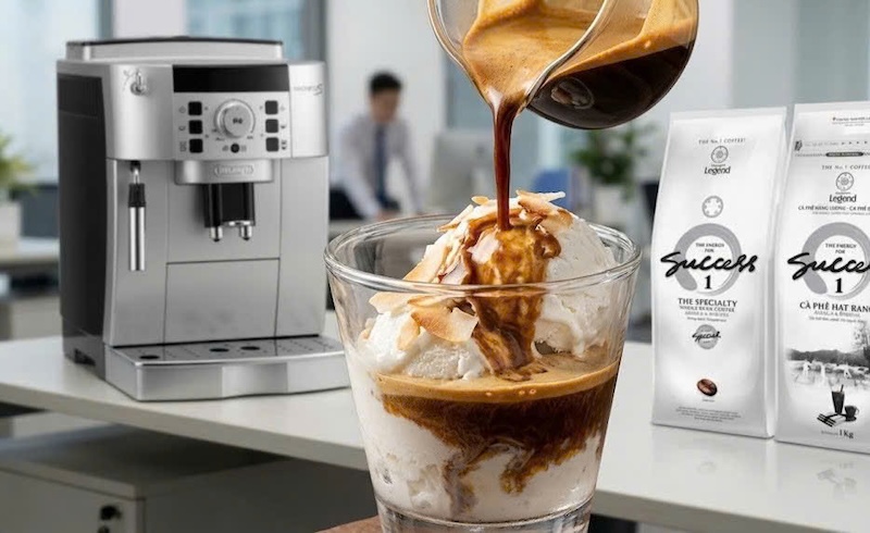 Cách pha Affogato kem dừa 2