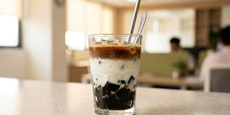 cách pha cafe sữa tươi sương sáo 2