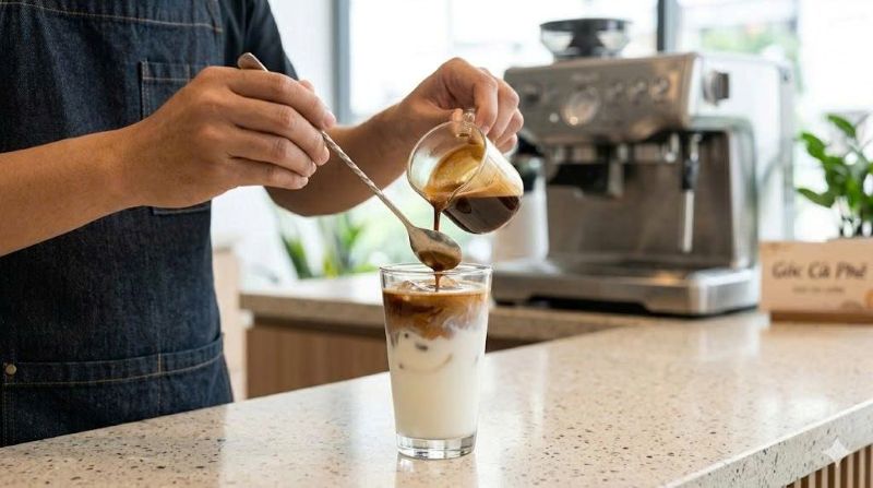 cách pha cafe sữa tươi sương sáo 3