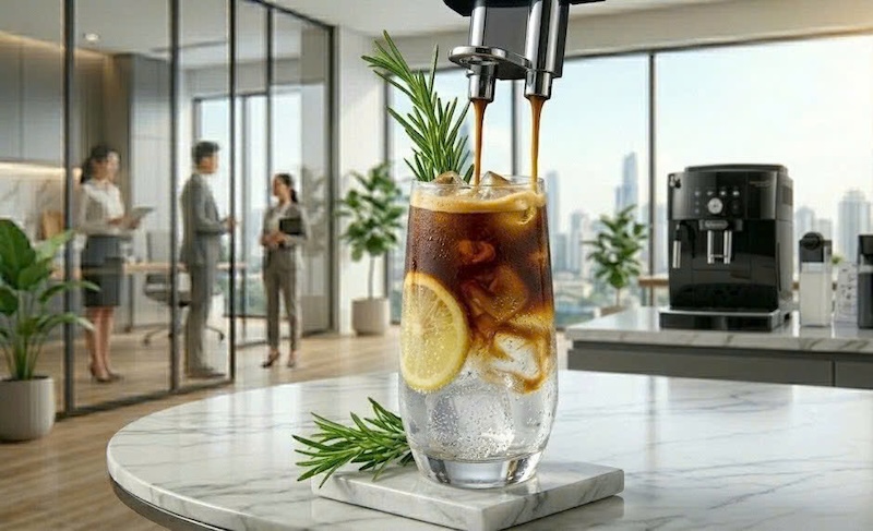 cách pha espresso tonic chanh vàng