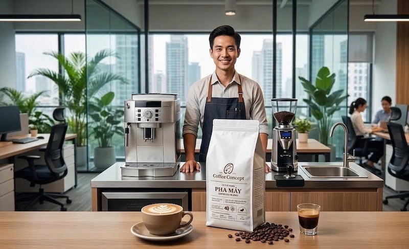 Cách set up quầy pha chế máy cafe một người đứng 2