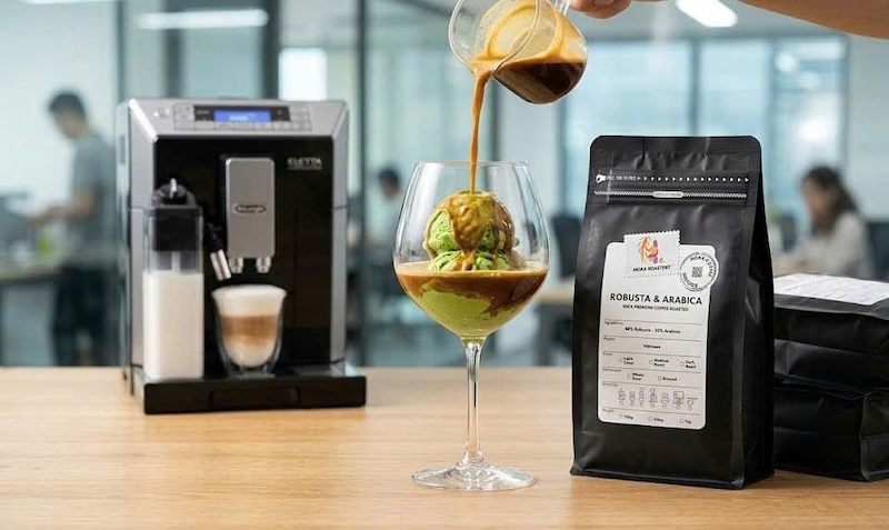 công thức espresso affogato với kem matcha