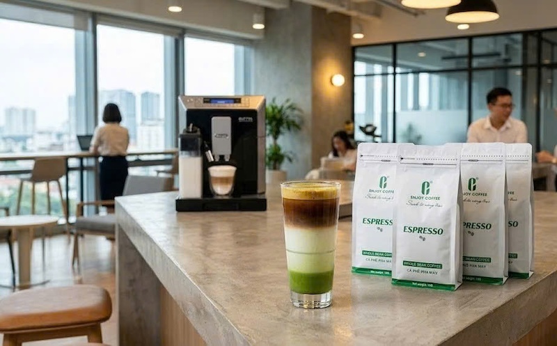 Công thức espresso matcha latte tầng đẹp mắt 3