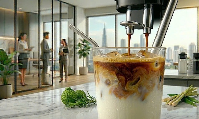 công thức làm affogato kem vani đổ espresso