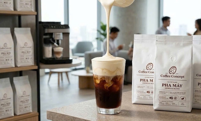 Công thức làm kem sữa cheese foam phủ trên americano đá 2