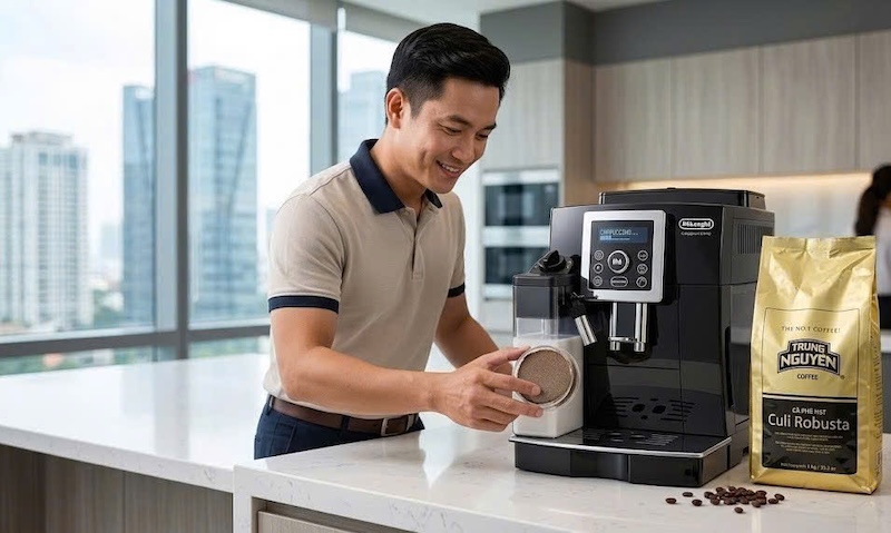 hạt cafe Culi Robusta mix Arabica cho máy pha tự động