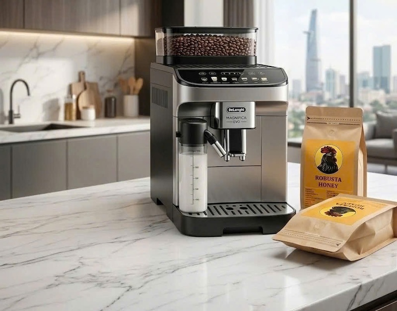 hạt cafe Robusta Honey pha máy tự động 1