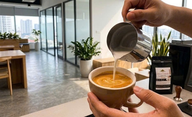 kỹ thuật free pour latte art 2
