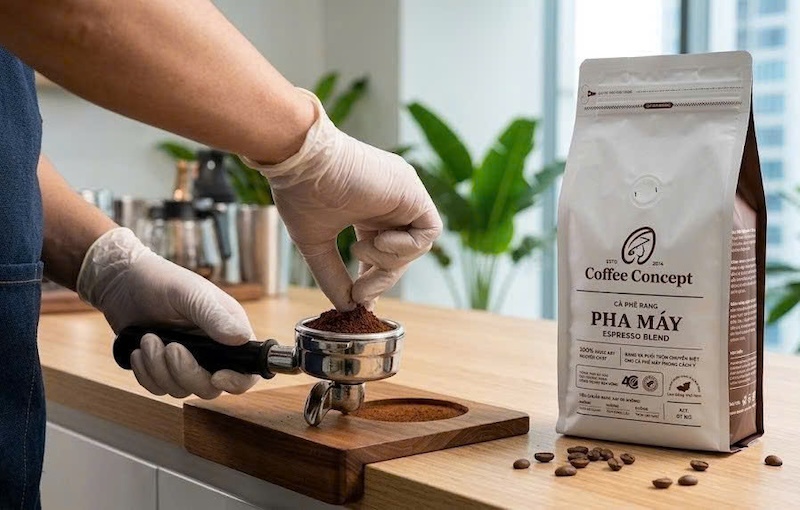 Kỹ thuật gõ tamper và san phẳng bột cà phê 2