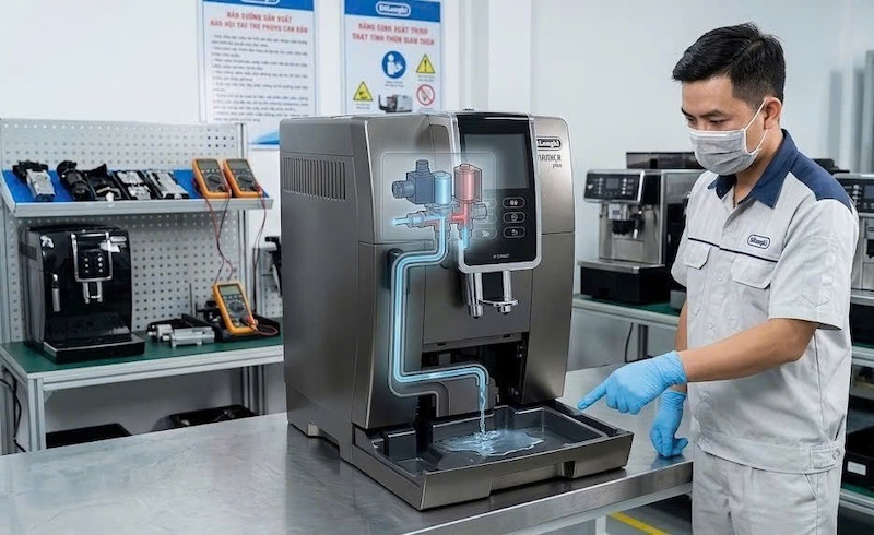 lỗi máy pha cafe tự động xả nước thải liên tục 3