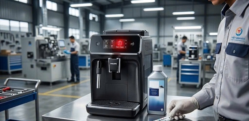 lỗi máy pha Philips báo đỏ cặn canxi 1