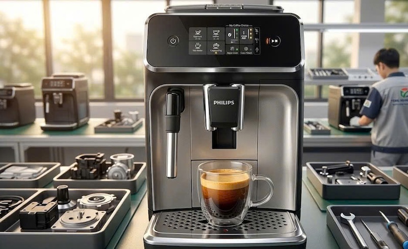 lỗi máy pha Philips báo đỏ cặn canxi 3