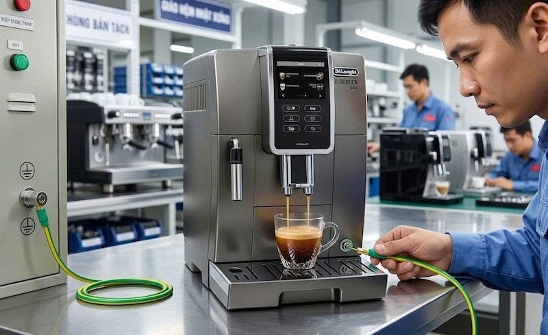 máy pha cafe gia đình bị rò rỉ điện ra vỏ máy 3