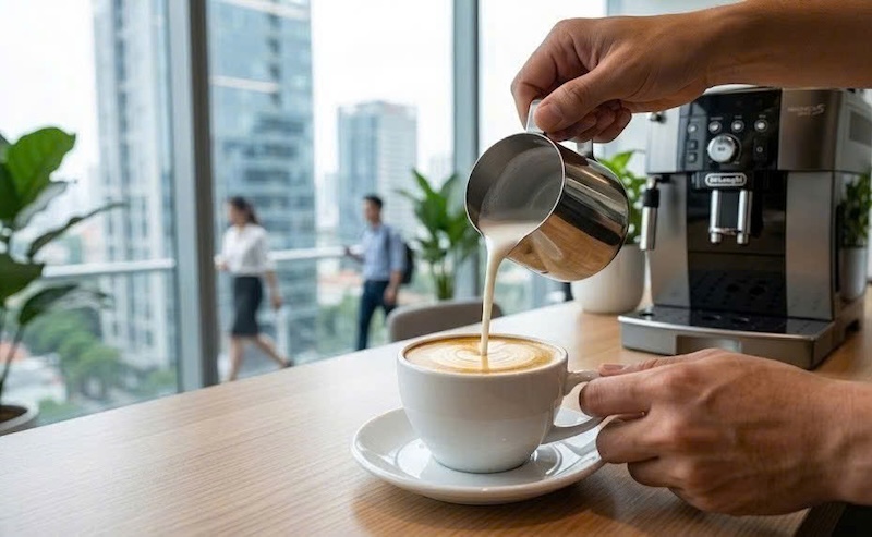 nghệ thuật tạo hình latte art hoa hồng 2