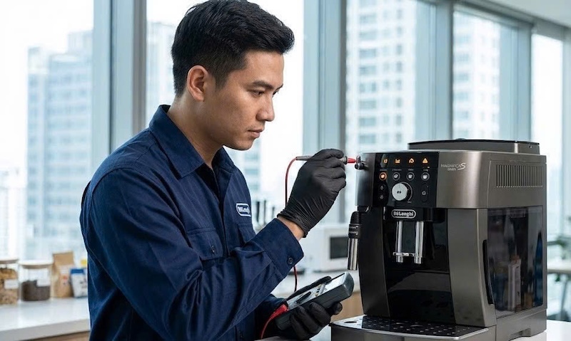 sửa lỗi máy pha DeLonghi nháy đèn cảnh báo 3