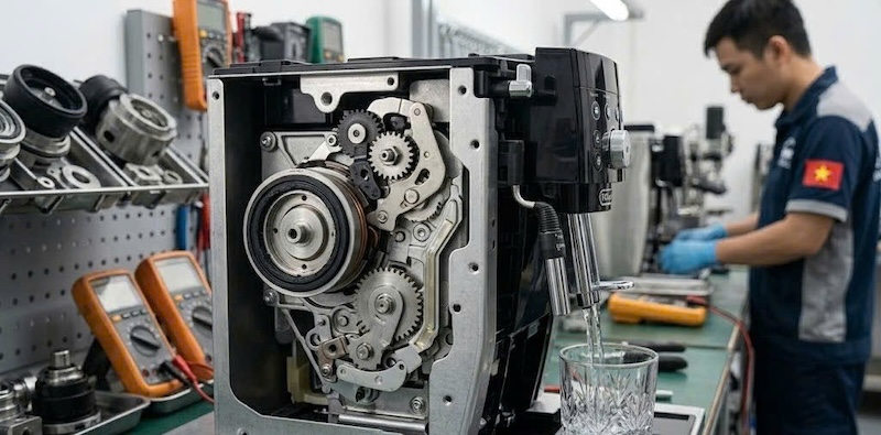 thay ron cao su cối ép máy pha cà phê tự động